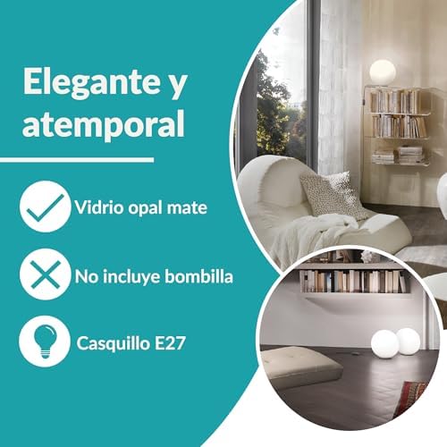  Iluminación de noche Eglol Rondo, casquillo E27, cristal opalino blanco mate, color blanco, cómodo interruptor
| Mesa E