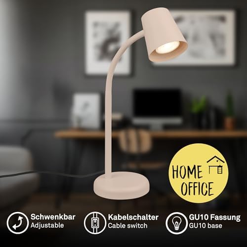 BRILONER - Lámpara Escritorio Orientable, Beige para Trabajo y Lectura, Ideal para Oficina y Habits de Estar, Luz Ajusta