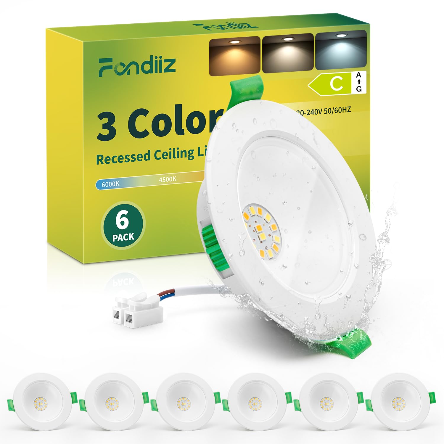 "Focos LED Interior Techo 4W 570LM Blanco Cálido y Neutro, Para Baño IP44 Ojos de Buey, Corte 75mm, Pack de 6"